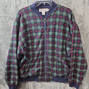 All Week Long Men Plaid Jacket Lg Flannel  Vintage Multicolored plaid bomber